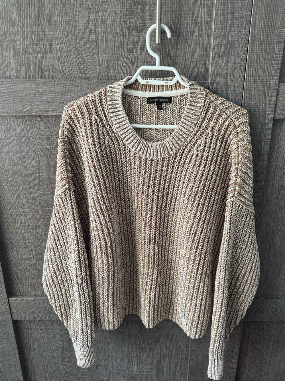 Banana Republic Chunky Crewneck Sweater in Beige